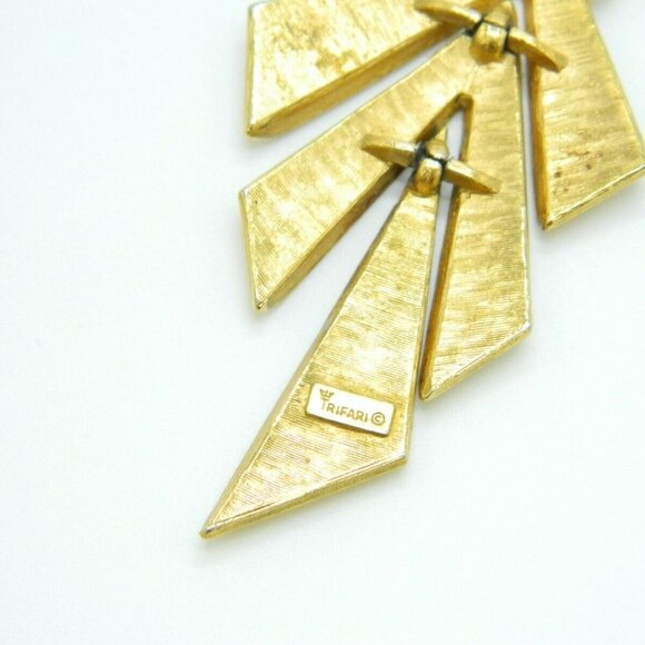 CROWN TRIFARI Modern Gold Tone Dangle Geometric - Picture 5 of 5